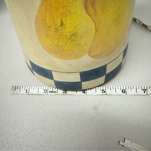 Vintage Farmhouse Style Pear Checkered Pottery Pitcher Decor 90s Sara Scott - Picture 10 of 10
